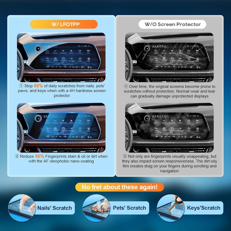 LFOTPP For 2025 Chevrolet Tahoe Screen Protector - (4pcs) 2025 Tahoe (LT/RST/Z71/Premier/High Country) 17.7 inch+11 inch Touchscreen [NCT Shield] Anti Scratch Ultra-tough Touch Screen* - Image 4